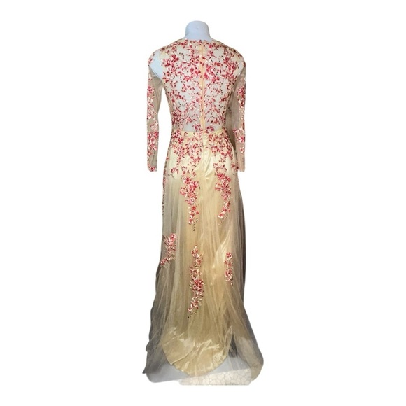 MEIER Women’s Illusion Long Sleeve Embroidery Prom/Formal Dress – Size 8 NWT - Picture 3 of 16